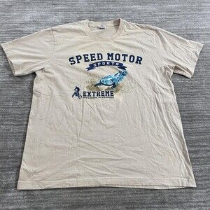 No Problem Shirt Mens XL Beige Speed Motor Sports Extreme Motocross Graphic Tee